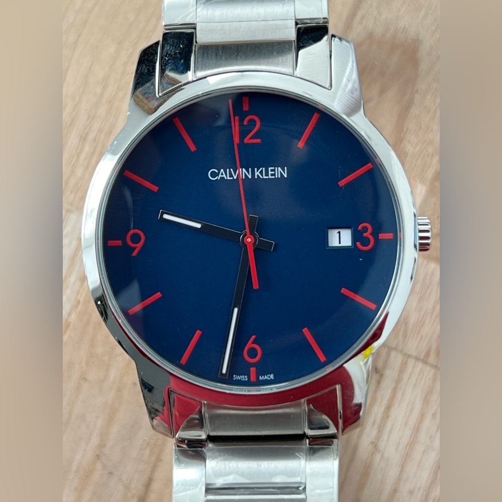 Calvin Klein City Men’s Watch Swiss Blue Dial Stainless Bracelet Date Brand New